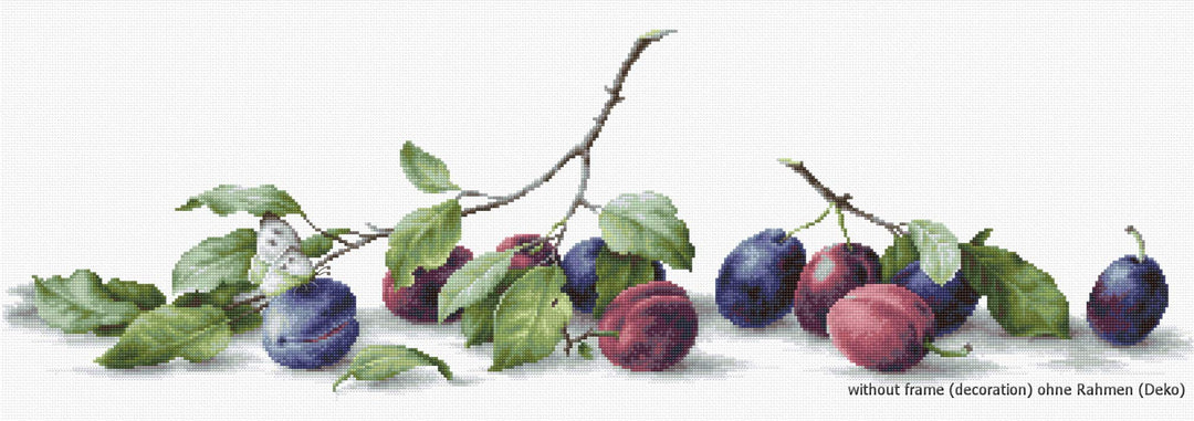 Luca-S Pflaumen Kreuzstichset, Baumwolle, Mehrfarbig, 57,5x18cm
