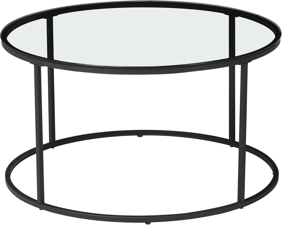 [en.casa] Couchtisch Kolari 45 x 80 cm Beistelltisch Wohnzimmertisch Glastisch Sofatisch rund Rauchg