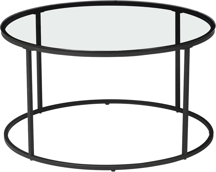 [en.casa] Couchtisch Kolari 45 x 80 cm Beistelltisch Wohnzimmertisch Glastisch Sofatisch rund Rauchg