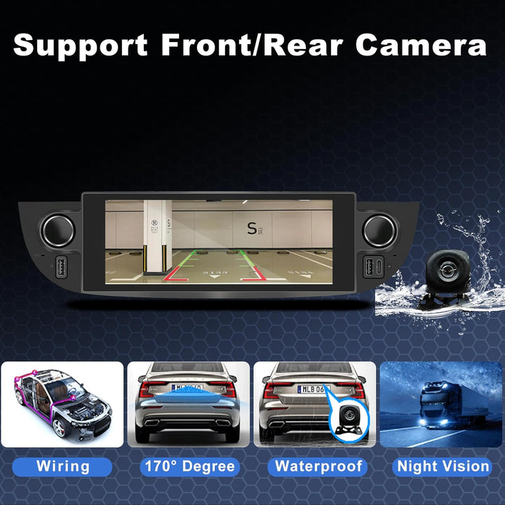 Autoradio für FIAT 500 2007-2015 mit Android Auto und CarPlay Wireless, RDS Car Radio Android Stereo