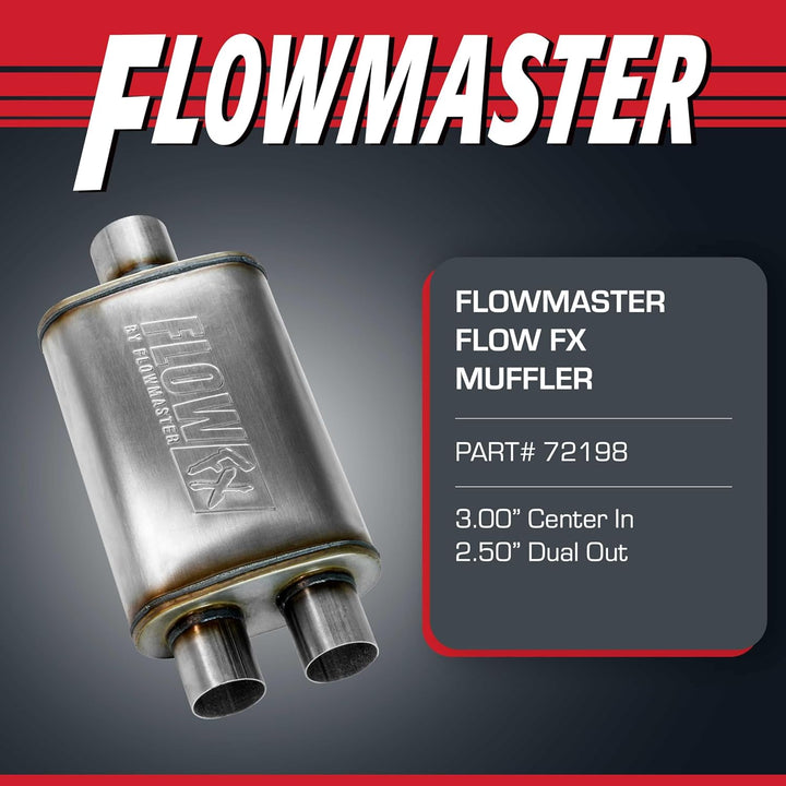 Flowmaster 72198 Auspuffschalldämpfer, 1 Packung, gebürstet
