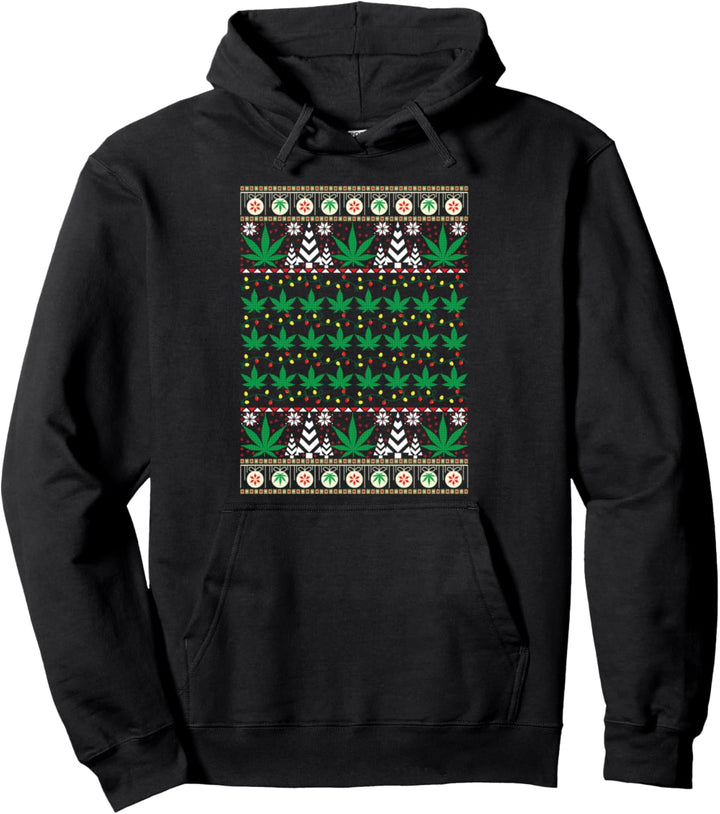 Marijuana Ugly Christmas Santa Holiday Blunt Weed Joint Pullover Hoodie