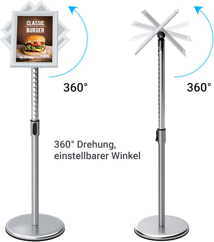 Infoständer DIN A4 210x297mm Höhenverstellbar Edelstahl informationsständer Aufsteller Kundenstopper
