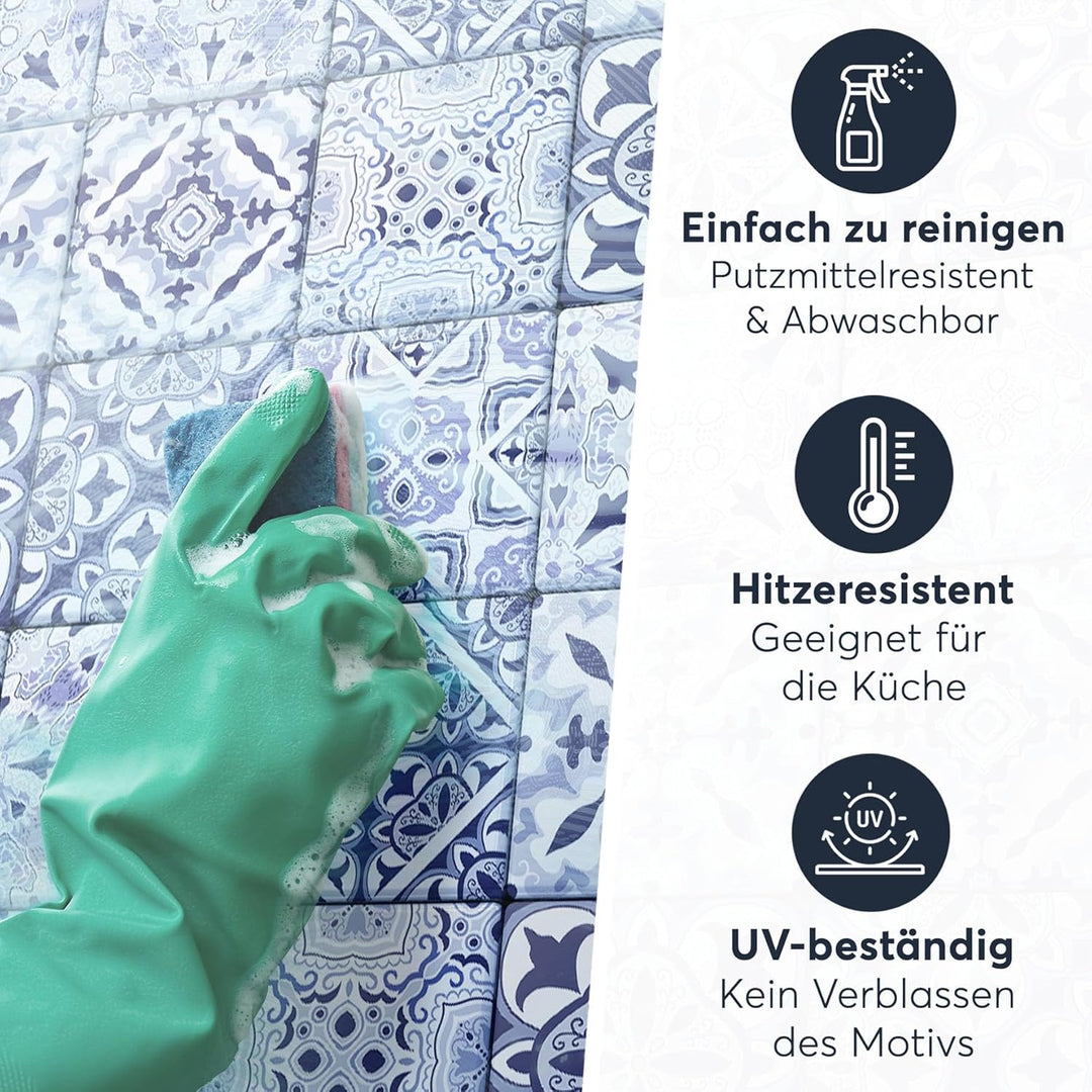 20 Stück Fliesenfolie für Bad und Küche 20x20 cm - Klebefliesen, Mosaikfliesen - selbstklebende Flie