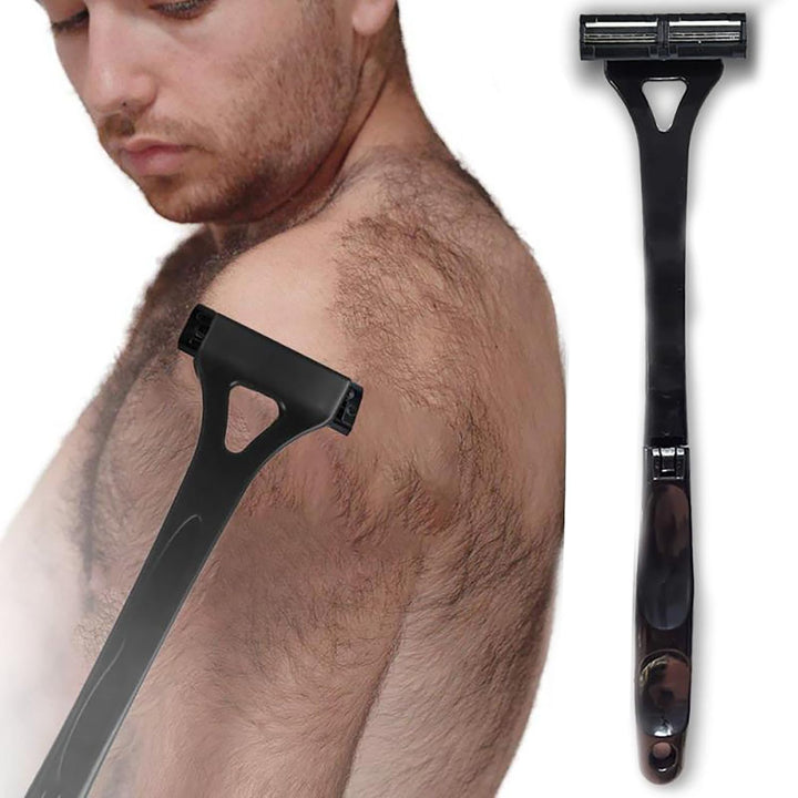 Rückenrasierer Herren Rücken Rasierer - Black, 1 Stück, Rückenhaarentferner Body Men, Enthält 2 Scha