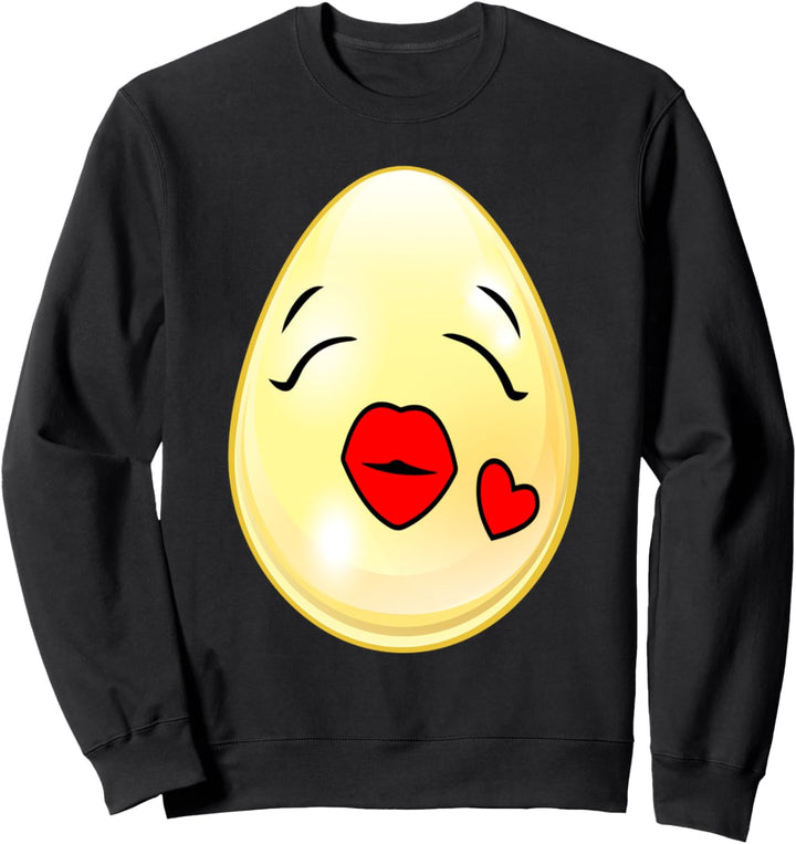 Frohe Ostern Osterei mit Kussmund und Herz Sweatshirt