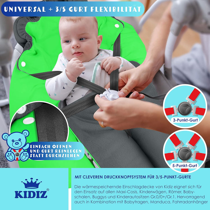 KIDIZ® Baby Einschlagdecke Babyschale Winter Herbst Babydecke mit Tasche Universal Fusssack kompatib