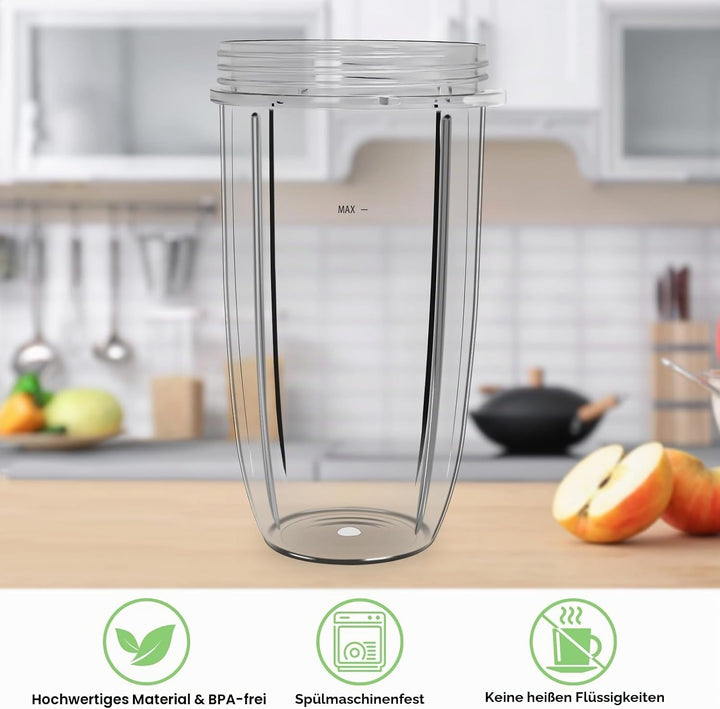 Entsafterbecher Kompatibel mit Nutribullet Mixer 600W/900W, 24oz Becher Ersatzteile für Hochgeschwin