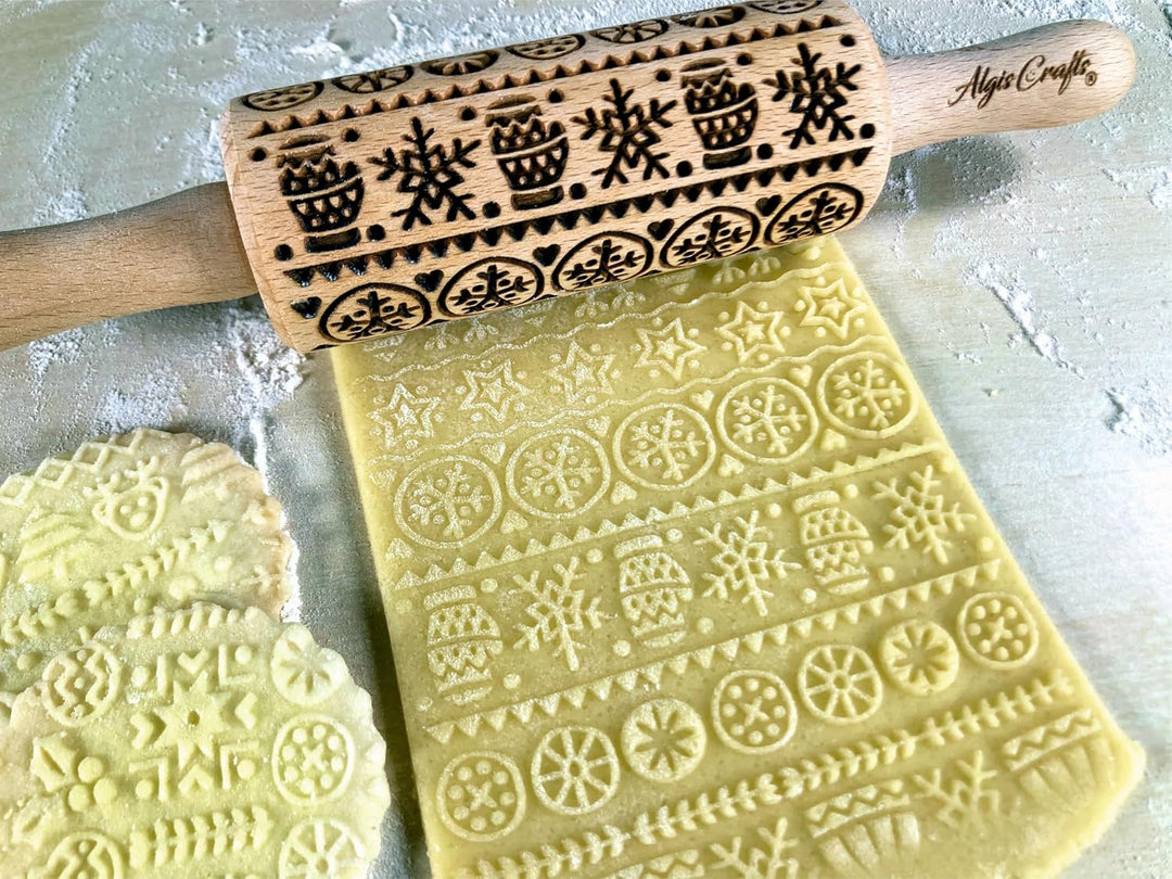 WEIHNACHTSSPASS 3-er SET Kinder Nudelhölzer Teigrolle für hausgemachtes Gebäck. Weihnachten Teigroll