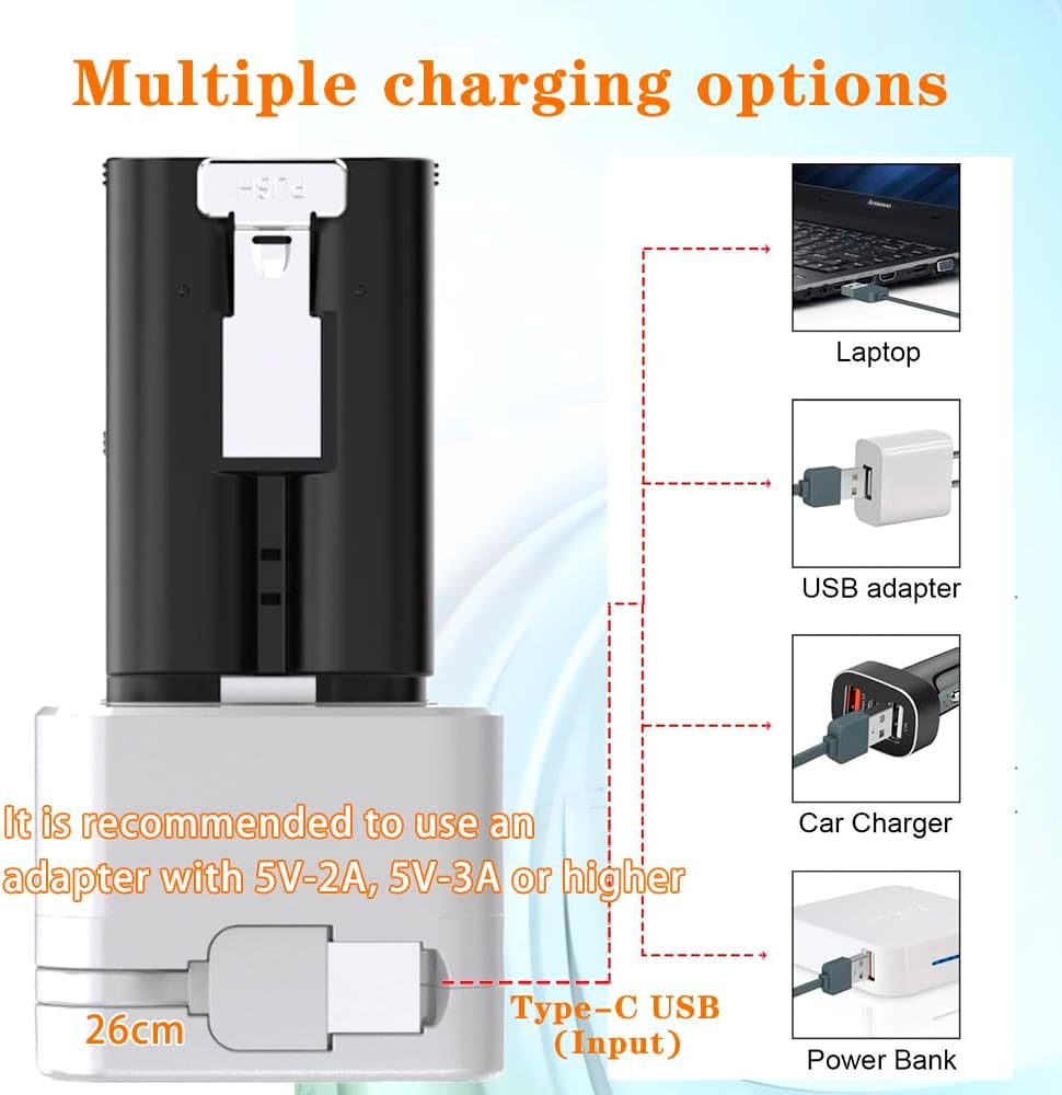 Upgraded, 2Pack 3.65V 6040mAh Ersatzbatterie mit Ladestation, LED Digitalanzeige, für Ring Türklinge