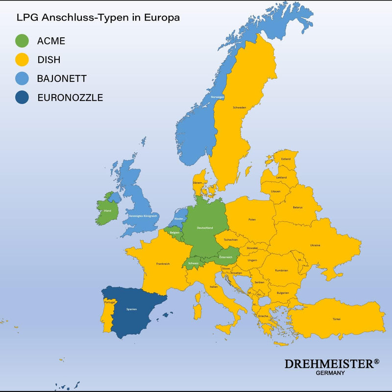 Drehmeister LPG Adapter Set M10 lang - für Gasfahrzeuge - Tankadapter mit Etui - Alle Europa Autogas