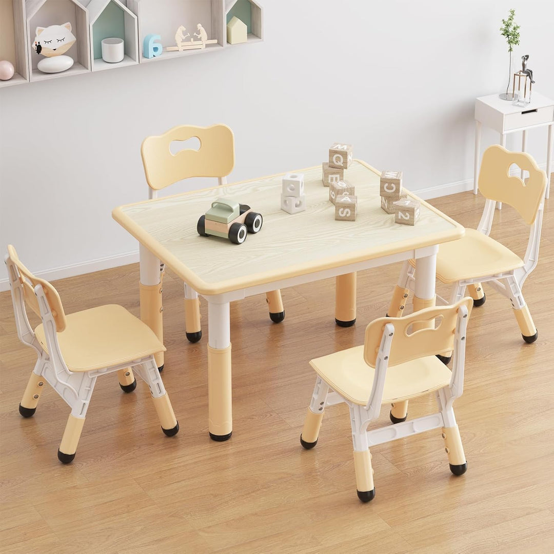 Kindertisch Packung Mit 4 Stühlen, Kindertischgruppe Höhenverstellbar, Kinder Tisch Stuhl Set Für Ki
