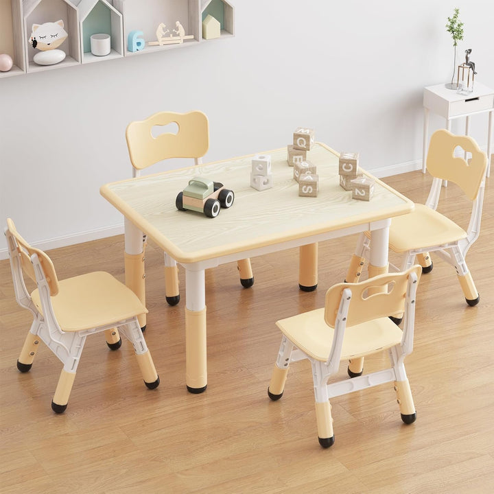 Kindertisch Packung Mit 4 Stühlen, Kindertischgruppe Höhenverstellbar, Kinder Tisch Stuhl Set Für Ki