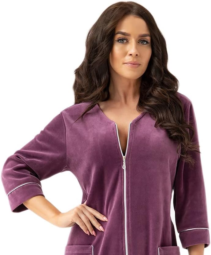 LEVERIE modischer Damen-Bademantel/Morgenmantel/Saunamantel mit gemütlicher Kapuze 3XL Variante 6 Vi