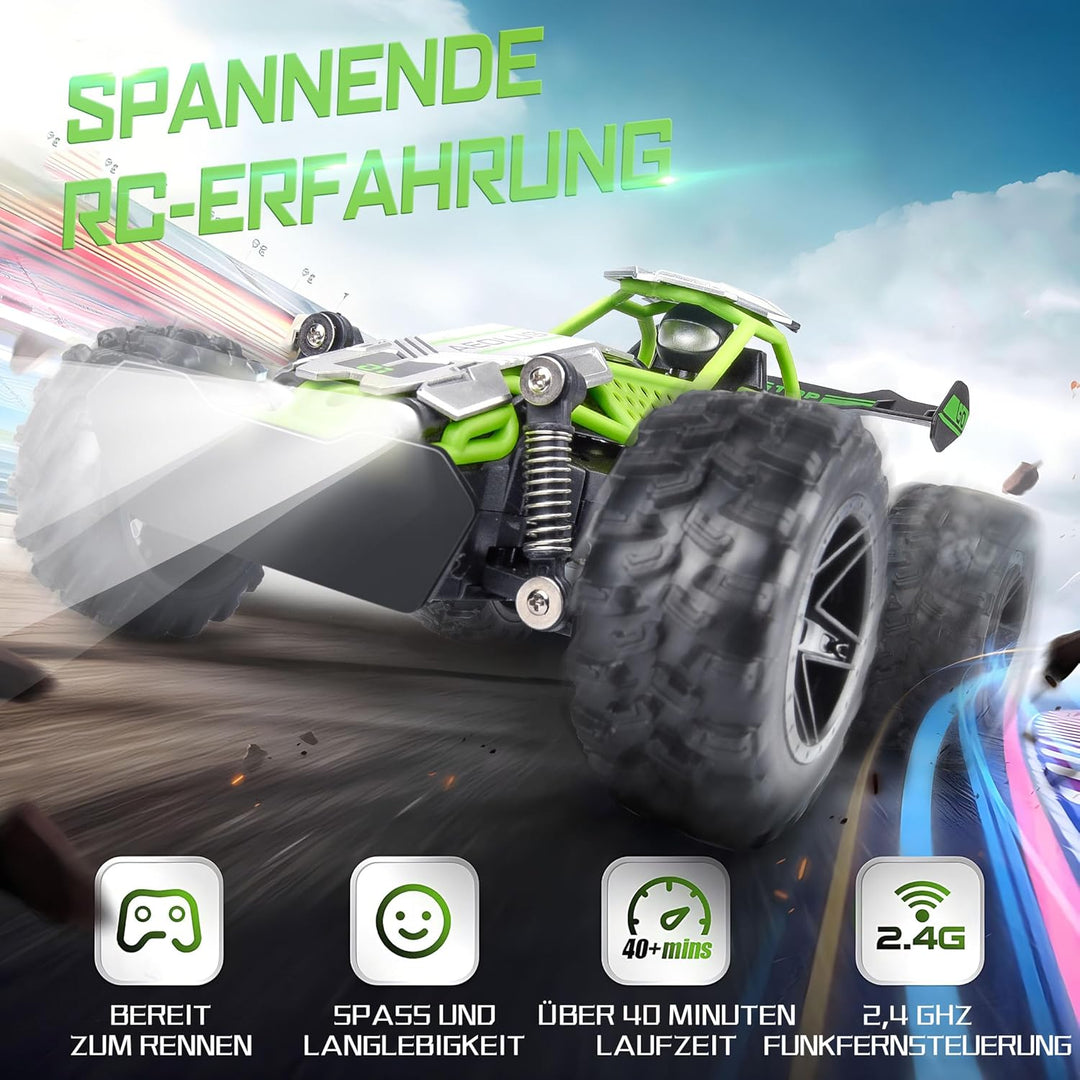 Pmgud Ferngesteuertes Auto, 2,4 GHz 1:18 Proportional 2WD 20+ km/h Hobby Offroad Monster RC Truck, w