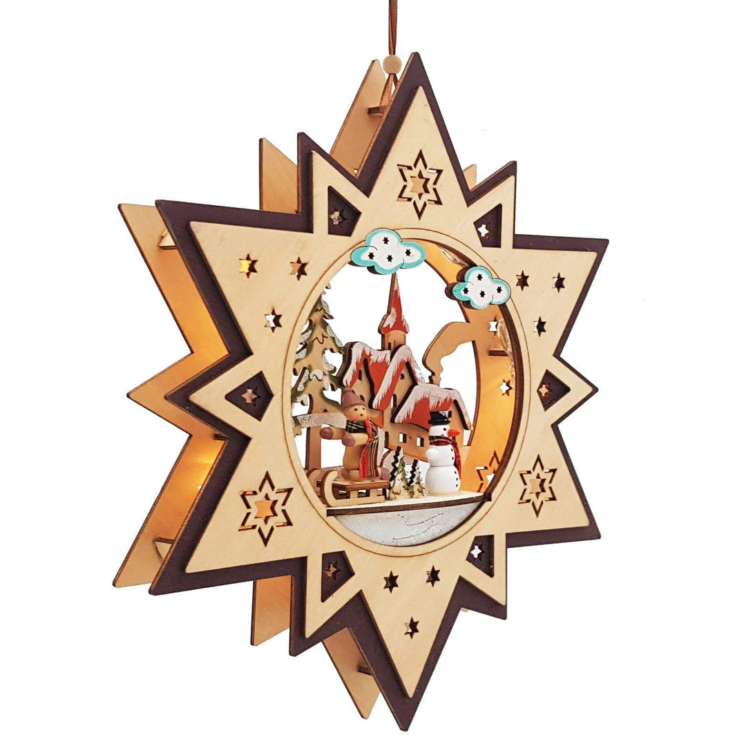Wichtelstube-Kollektion LED Fensterbilder Weihnachten Holz beleuchtet Winterkinder inkl. Timer Schwi