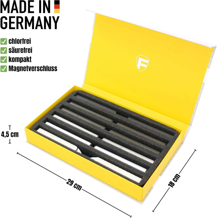 Feldherr Magnetbox gelb für Modelleisenbahnen, Loks und Fahrzeuge - 6 Stege für Spur Z - stehend