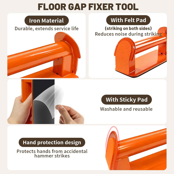 Laminat Werkzeug, Bodenspalt-Reparatur-Werkzeugset mit 1 Gummihämmern, 2 wiederverwendbaren Haftpols