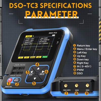 Jadeshay Oszilloskop, DSO-TC3 3-in-1 tragbares digitales Handoszilloskop, Transistortester und Signa