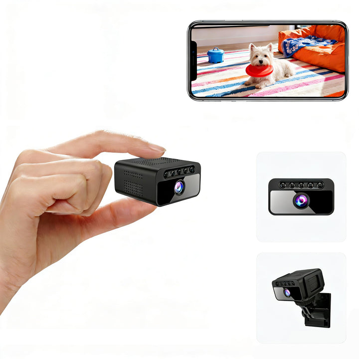 Mini Kamera, 4K WLAN Überwachungskamera Innen Akku mit Netzbetrieb – WLAN Überwachungskamera mit 150