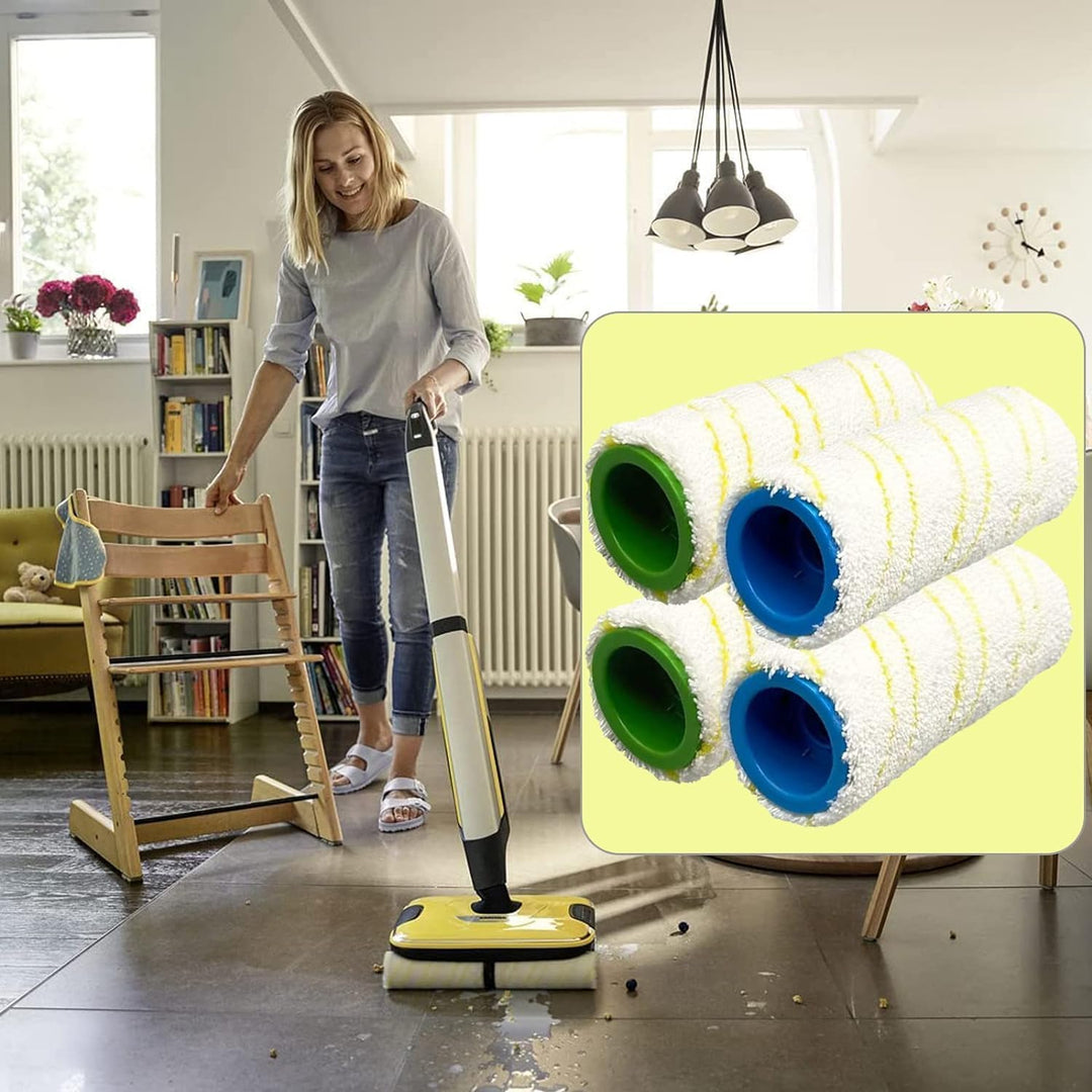 4 Stück Ersatzrollen für Kärcher FC7 FC5 FC3 FC3D, Microfaser Walzenset für Karcher EWM 2 Cordless E
