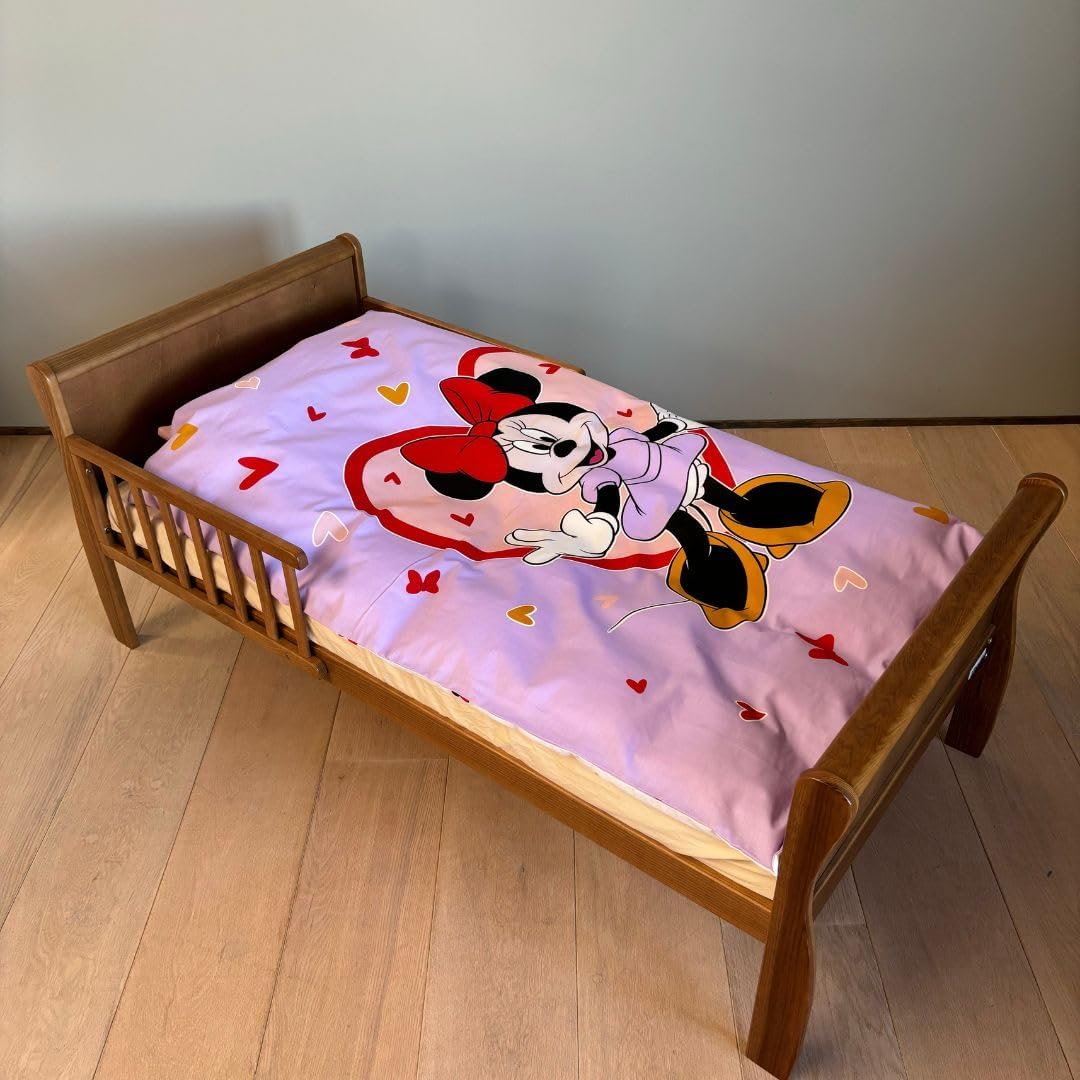 Minnie Mouse Bettwäsche-Set für Kinderbett, 100 x 135 cm + Kissenbezug 40 x 60 cm, 100 % Baumwolle,