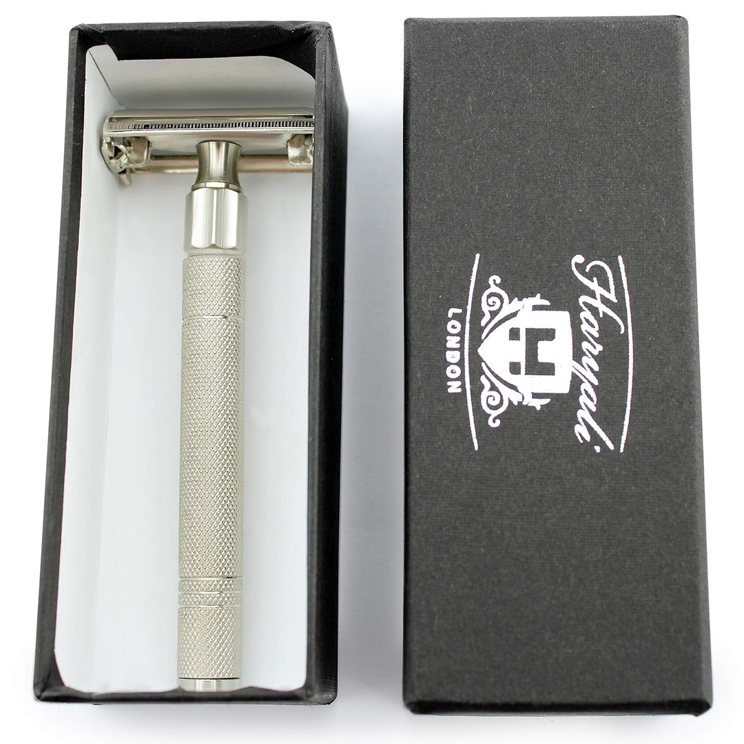 Twist Rasierhobel Herren – Klassischer Vintage Edelstahl Rasierer mit Butterfly-Öffnung – Doppel¬kli