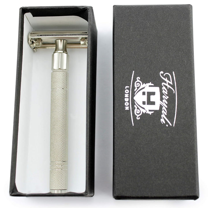 Twist Rasierhobel Herren – Klassischer Vintage Edelstahl Rasierer mit Butterfly-Öffnung – Doppel¬kli