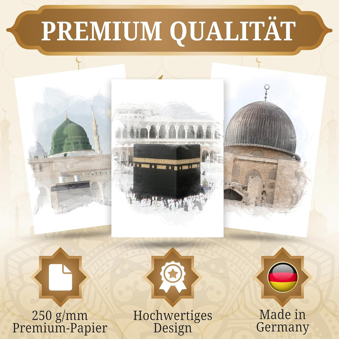 HAVA Artwork Holy Mosques Poster Set, Islamische Poster, Islamische Bilder, Islamische Dekoration, I