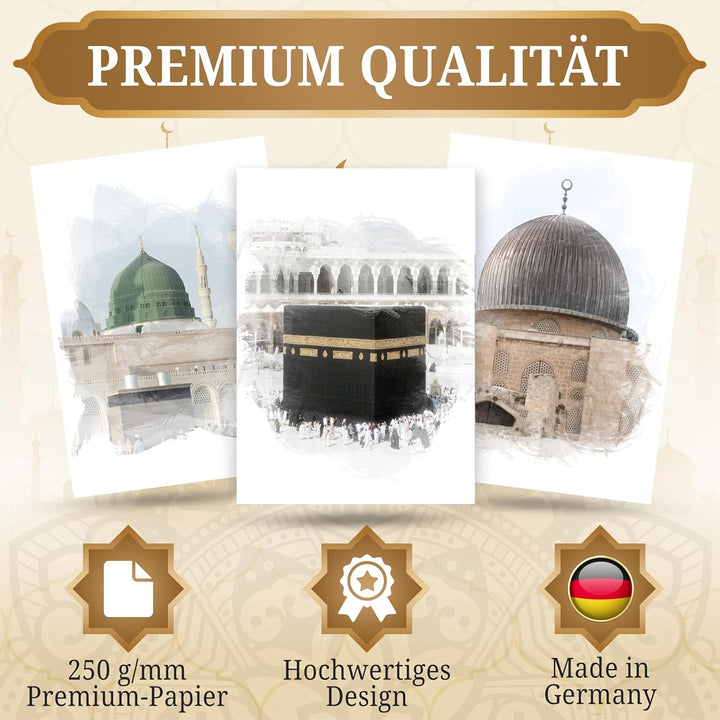 HAVA Artwork Holy Mosques Poster Set, Islamische Poster, Islamische Bilder, Islamische Dekoration, I