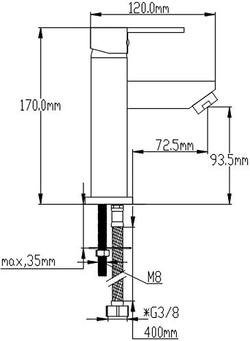 DP Grifería Arce Armatur für Waschbecken Hebel, Hebel