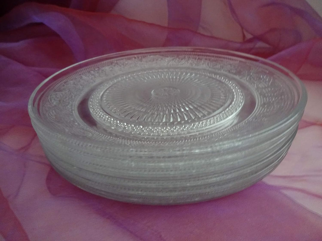 6 Schöne nostalgische Kuchenteller Dessertteller Teller Servierplatte Glas 20 cm