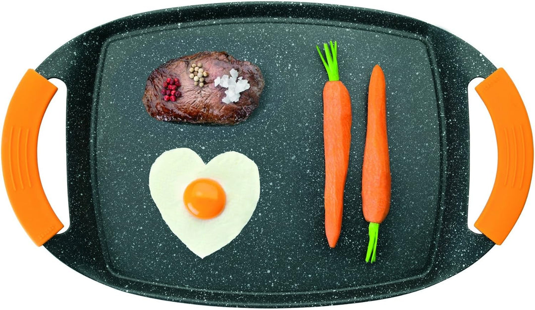 IBILI Grill PLANCHA Basic Stone 47X28,50 cm, Stainless Steel, schwarz/orange, 35 cm 47 x 29 cms, 47