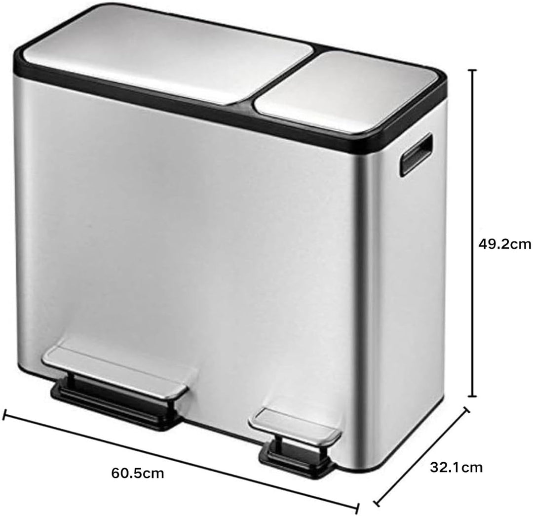 EKO Ecocasa Tretmülleimer Mülltrennsystem 30L + 15L (32,1 x 60,5 x 49,2 cm, Dämpfer-System, Fingerab