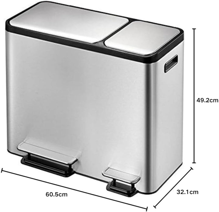 EKO Ecocasa Tretmülleimer Mülltrennsystem 30L + 15L (32,1 x 60,5 x 49,2 cm, Dämpfer-System, Fingerab