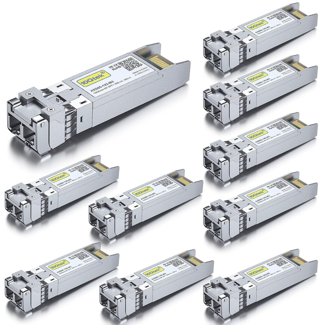 [10 Stück] 10Gb SFP+ SR Multimode Modul, 10GBase-SR LC Transceiver Kompatibel für Cisco SFP-10G-SR,