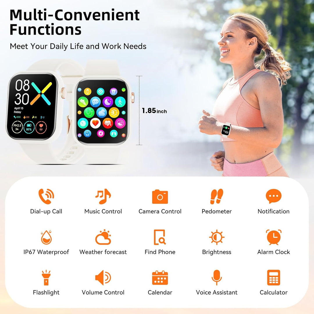 Hwagol Smartwatch Damen Herren, 1.85" Zoll Touchscreen Smart Watch mit Bluetooth Anrufe, Uhr Damen H