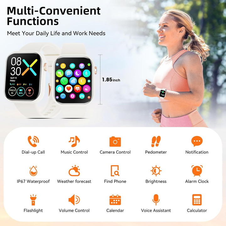 Hwagol Smartwatch Damen Herren, 1.85" Zoll Touchscreen Smart Watch mit Bluetooth Anrufe, Uhr Damen H
