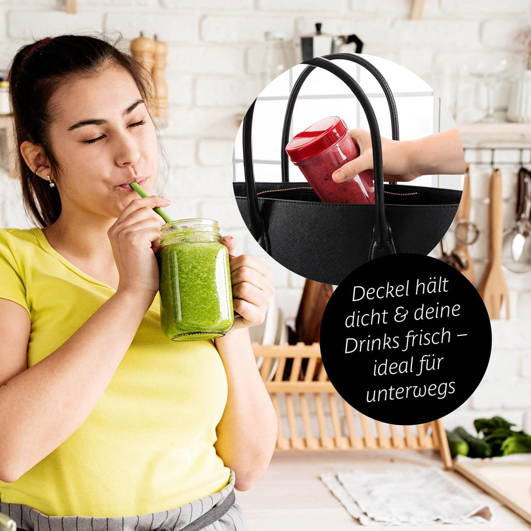 GOURMETmaxx Mr. Magic Smoothie Maker inkl. Frischhaltedeckel | Standmixer mit 8 Funktionen, inkl. To