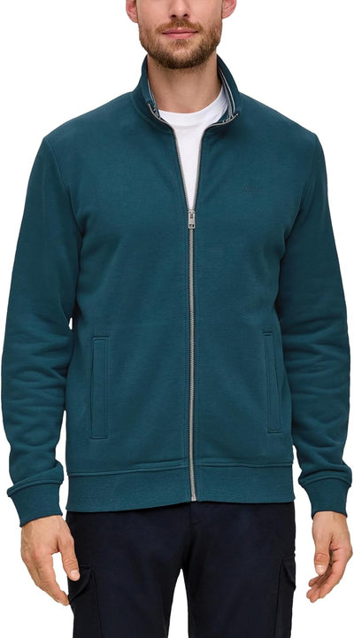 s.Oliver Herren Sweatjacke mit Stehkragen S Blue Green, S Blue Green