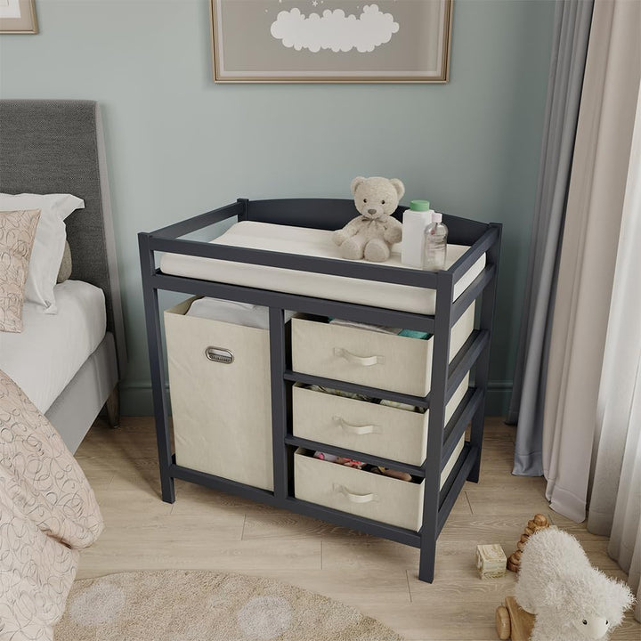 Vicco Wickelkommode Nunjo, Anthrazit, 85 x 87 cm mit Stoffschubladen