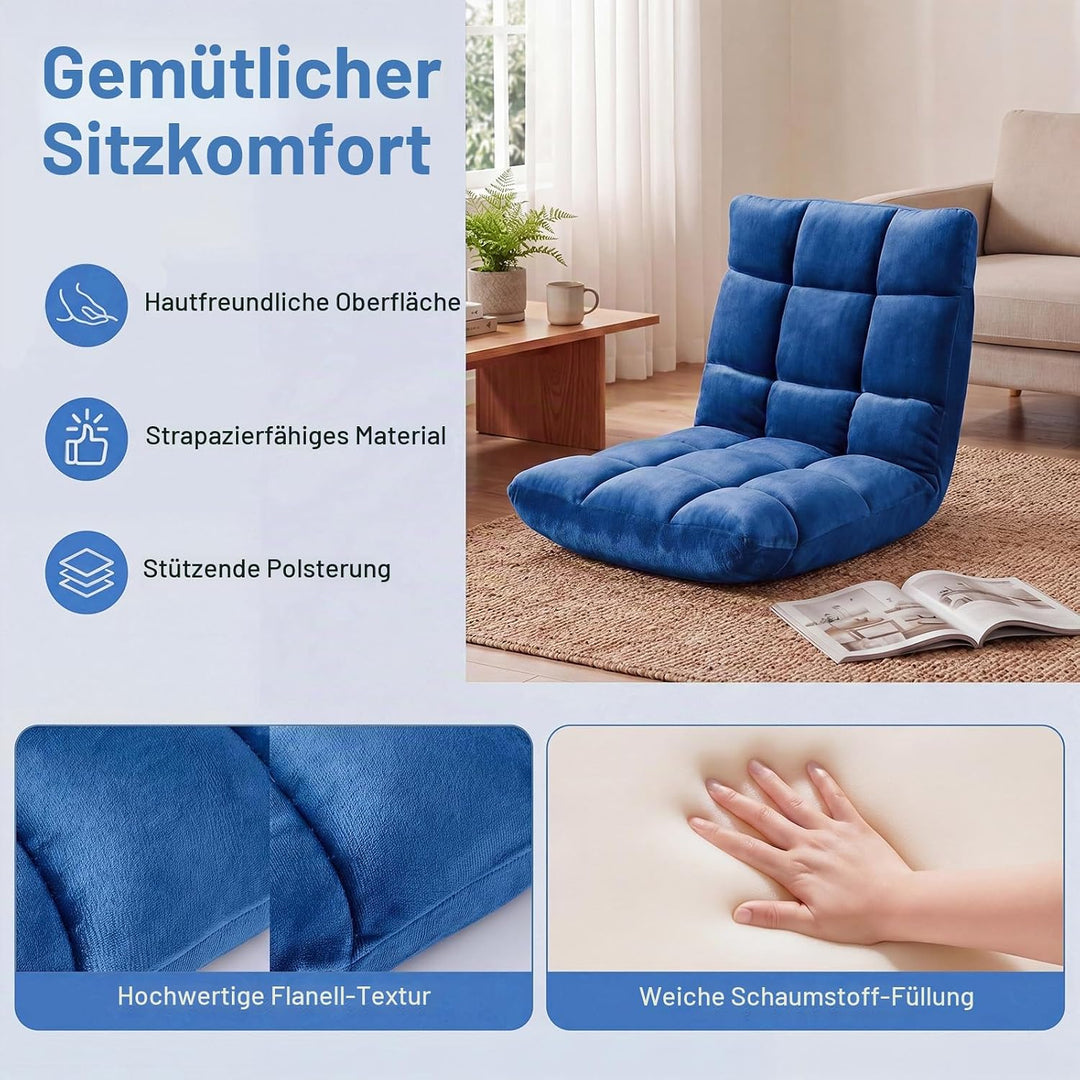 RELAX4LIFE Bodenstuhl Klappbar, Bodensessel mit Verstellbarer Rückenlehne &amp; Liegefunktion, Relaxsess