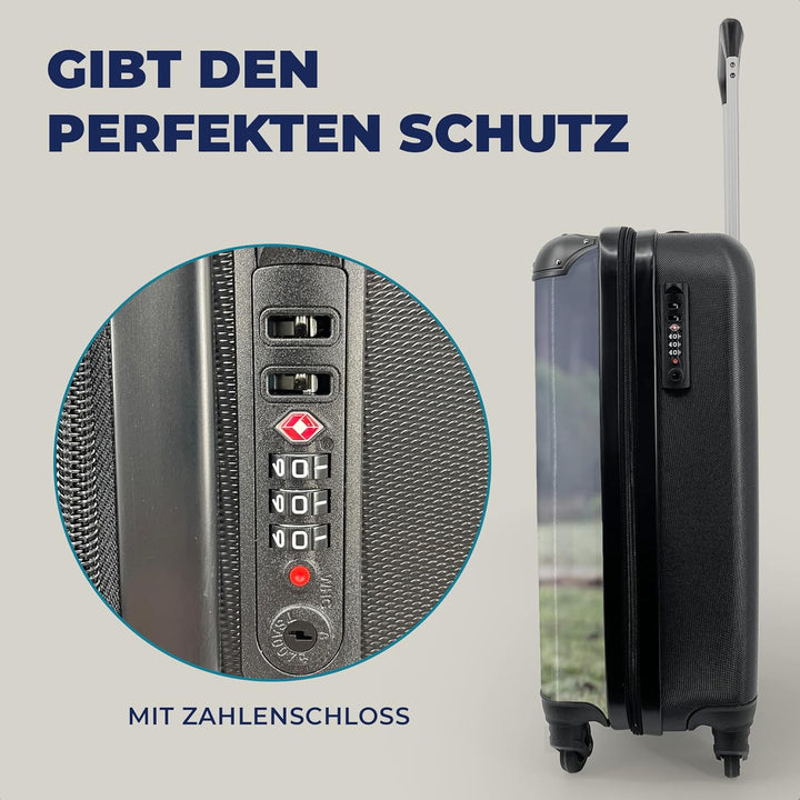 MuchoWow© Koffer Handgepäck Trolley Rollkoffer Kleine Reisekoffer mit 4 Rollen - Pferd - Licht - Mor