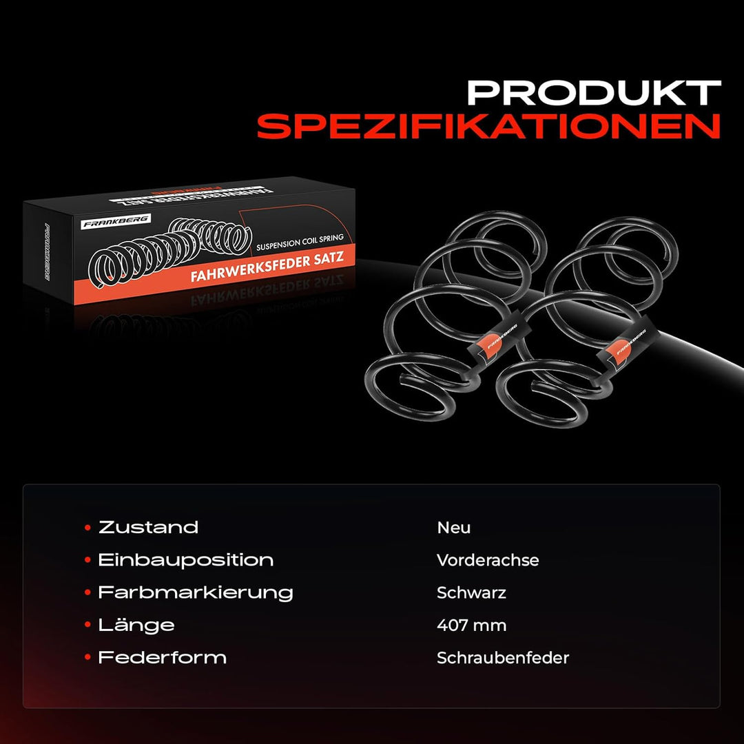 Frankberg 2x Federn Fahrwerksfeder Vorderachse Kompatibel mit X3 F25 2010-2017 X4 F26 2014-2018 Repl