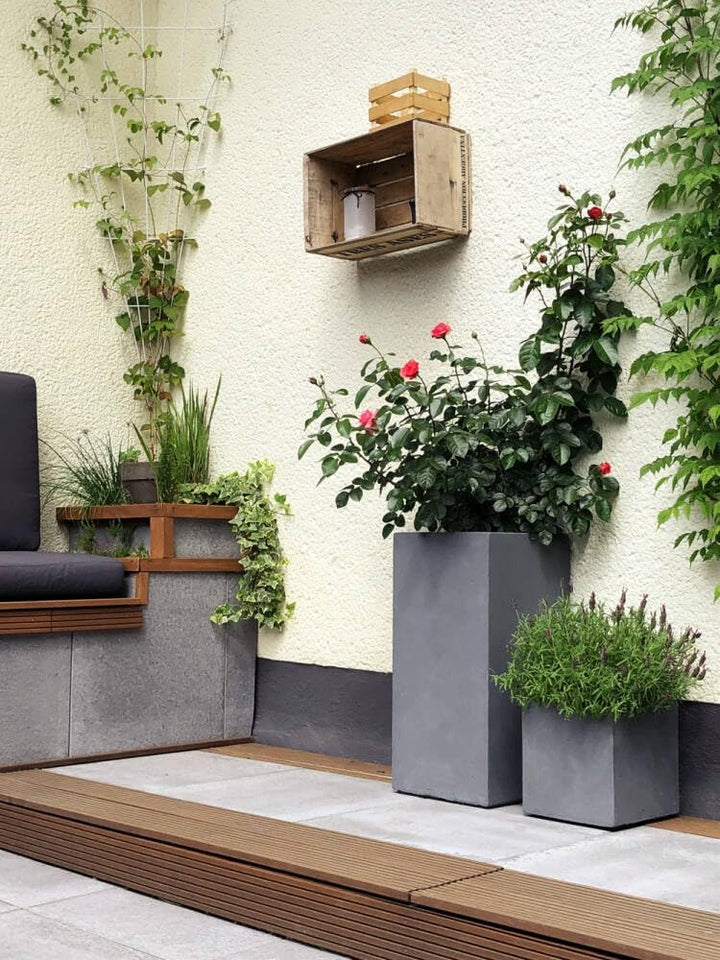 Pflanzwerk® Pflanzkübel Cube Grau 23x23x23cm *Frostbeständiger Blumenkübel* *UV-Schutz* *Qualitätswa
