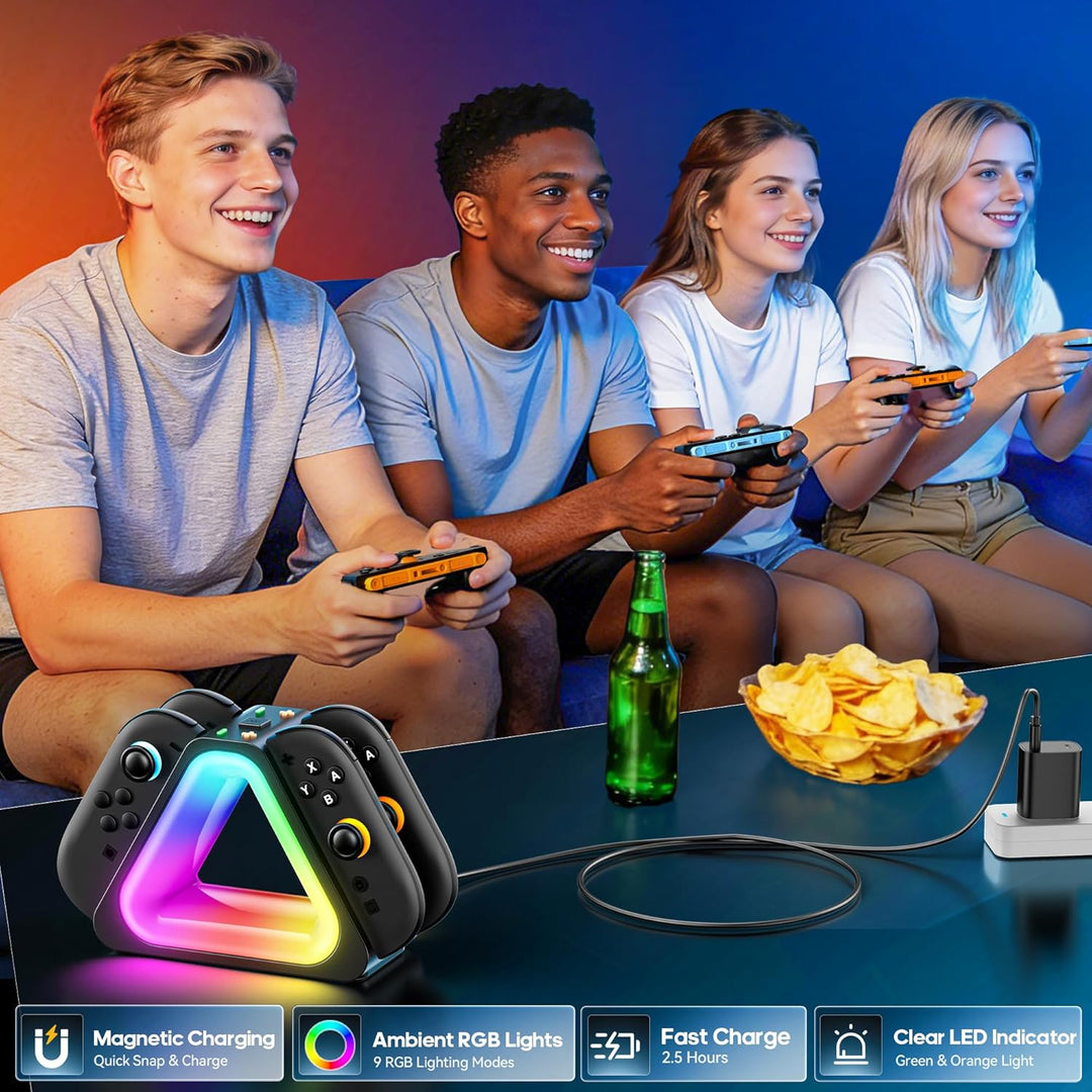 Tokluck Ladestation für 2025 Nintendo Joy Con 2, Schnelle Switch 2 Joy Con Magnetische Ladestation m