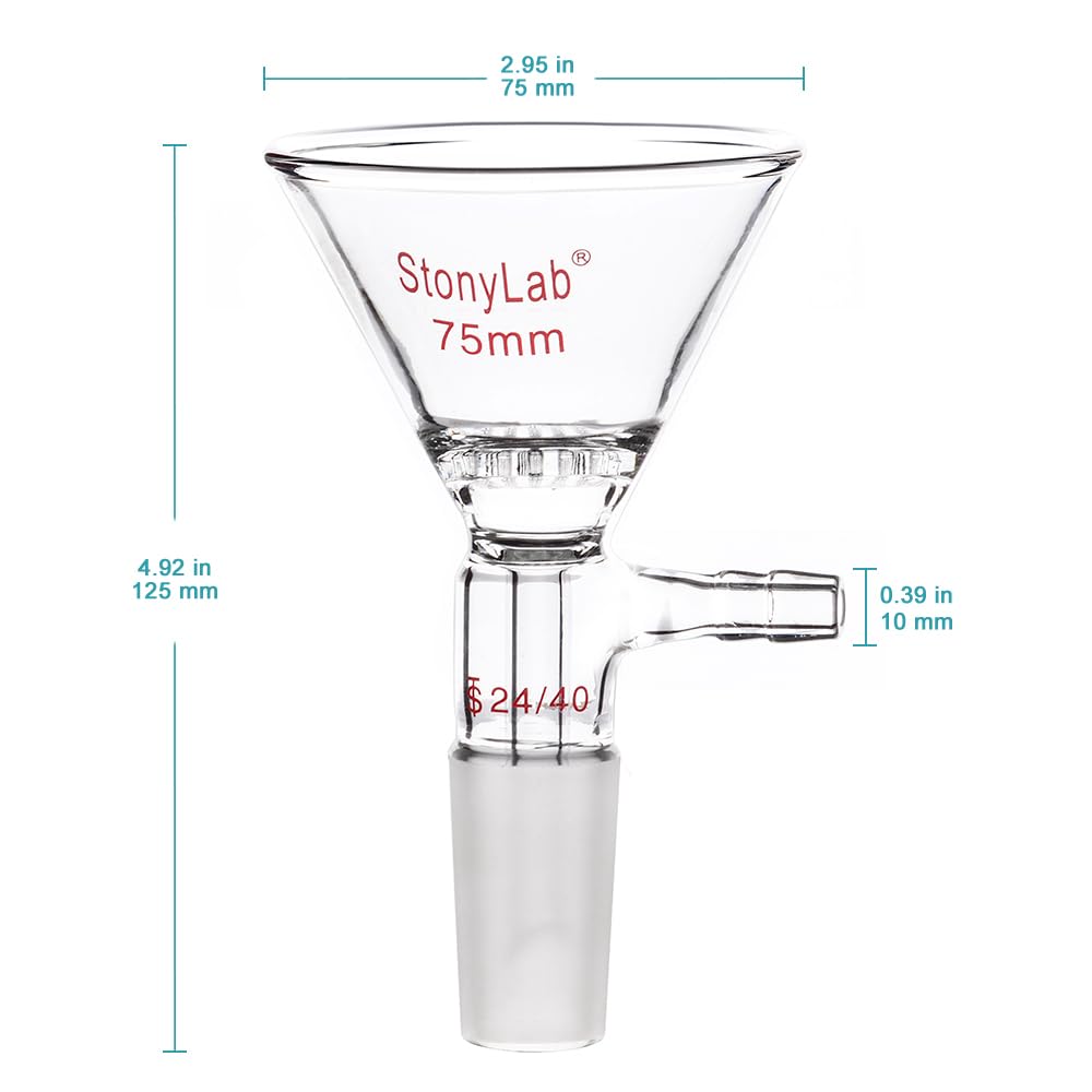 stonylab Glas Filter Trichter Borosilikatglas filter Trichter mit 75 mm Oberem Aussenmass, 24/40 Inn