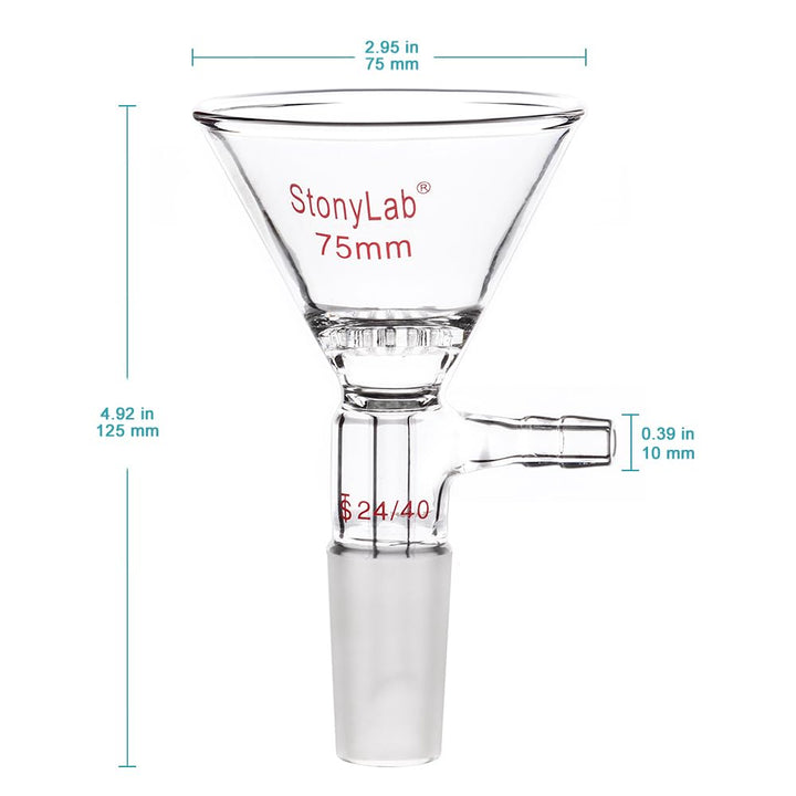 stonylab Glas Filter Trichter Borosilikatglas filter Trichter mit 75 mm Oberem Aussenmass, 24/40 Inn