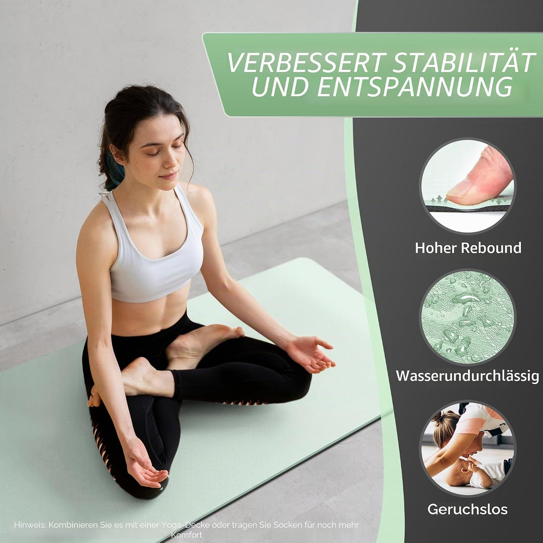 CAMBIVO Yoga Matte 183cm x 61cm, 8mm Dicke Pilates Matte Gymnastikmatte Rutschfest &amp; Gepolstert,Yoga