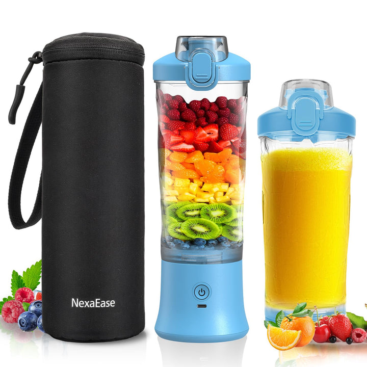 Tragbarer Mixer Smoothie Maker - 600ml Mini Standmixer to Go - 6 Klingen, Reisedeckel und Isolierte